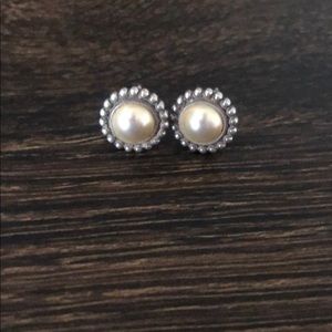 Brighton silver and pearl stud earrings